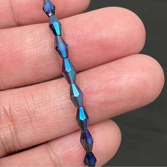 Handmade Blue Iridescent Beads Boho Stackable Bracelet - Picture 8 of 11